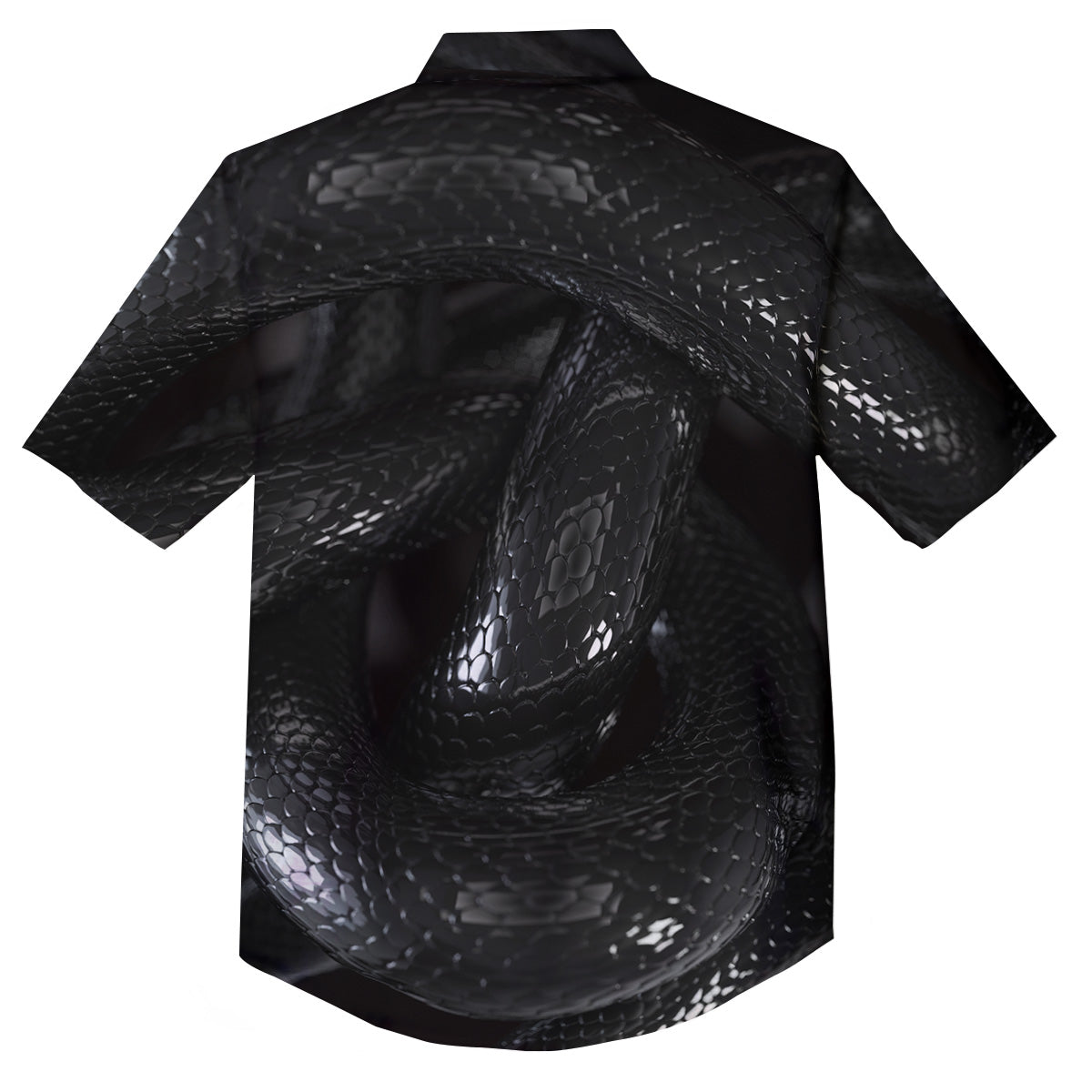 Black Snake Print Button Up Shirt-grizzshop
