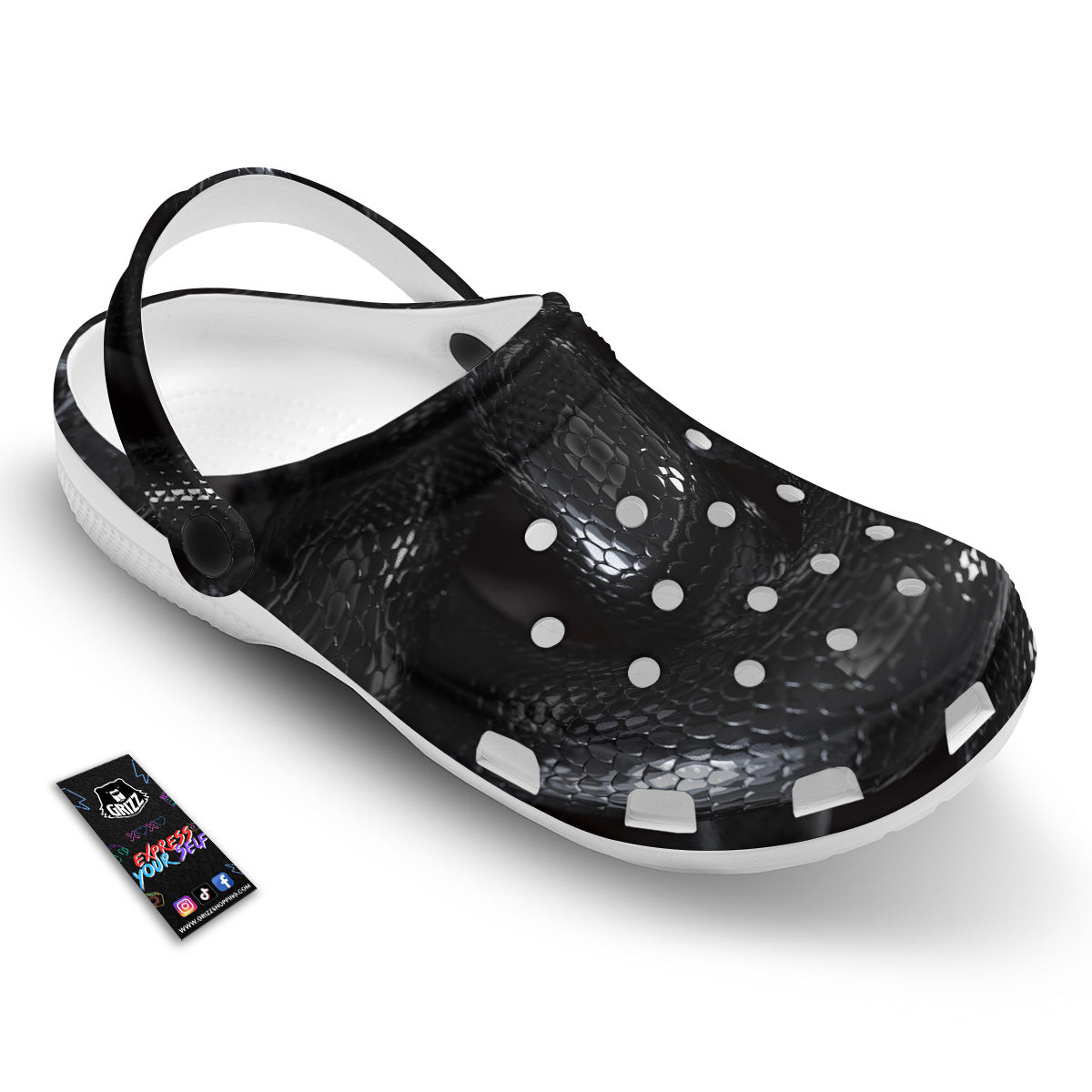 Black Snake Print Clog-grizzshop
