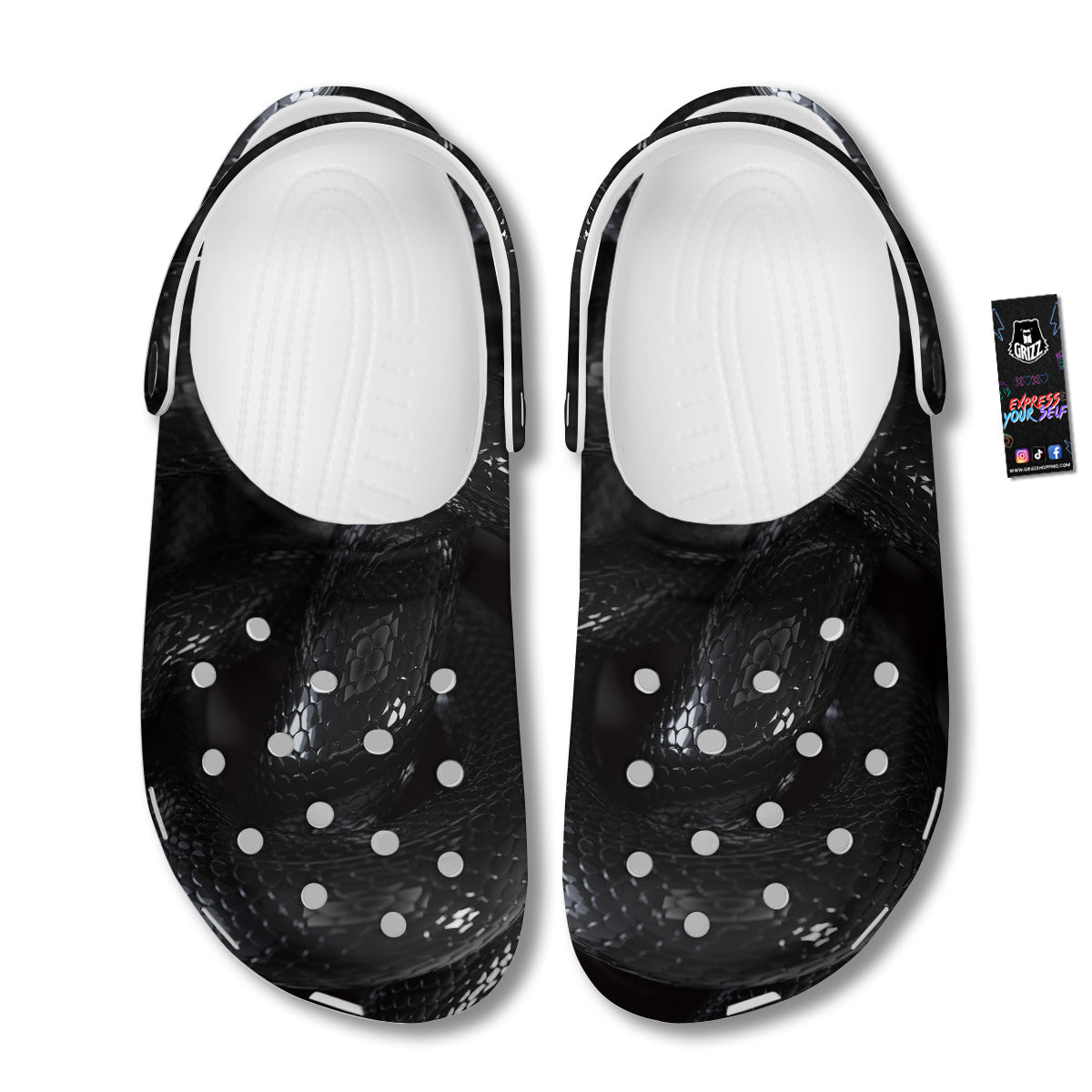 Black Snake Print Clog-grizzshop