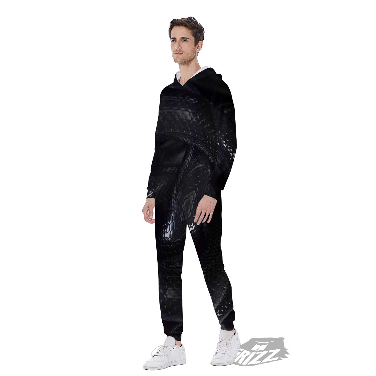 Black Snake Print Men's Jumpsuit-grizzshop