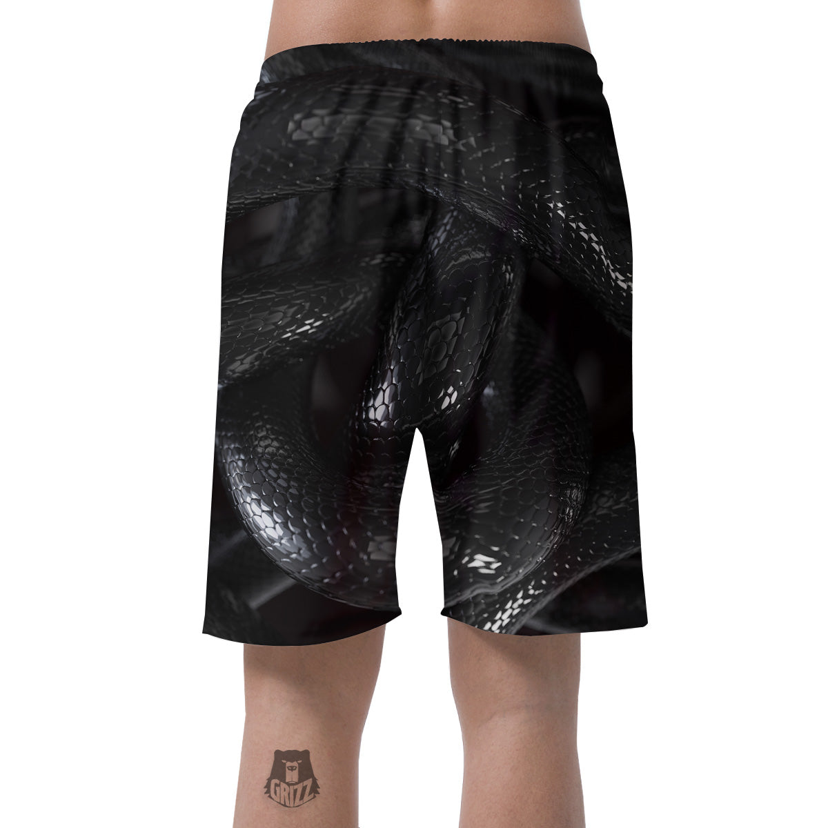 Black Snake Print Men's Shorts-grizzshop