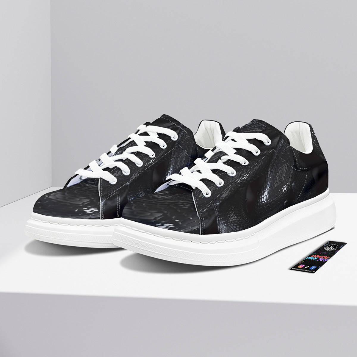 Black Snake Print Platform Shoes-grizzshop