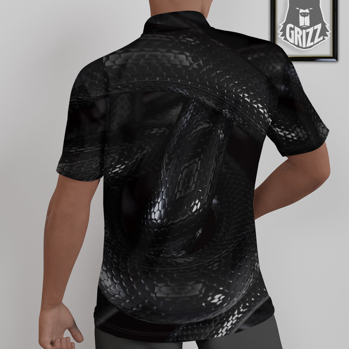 Black Snake Print Untucked Shirts-grizzshop