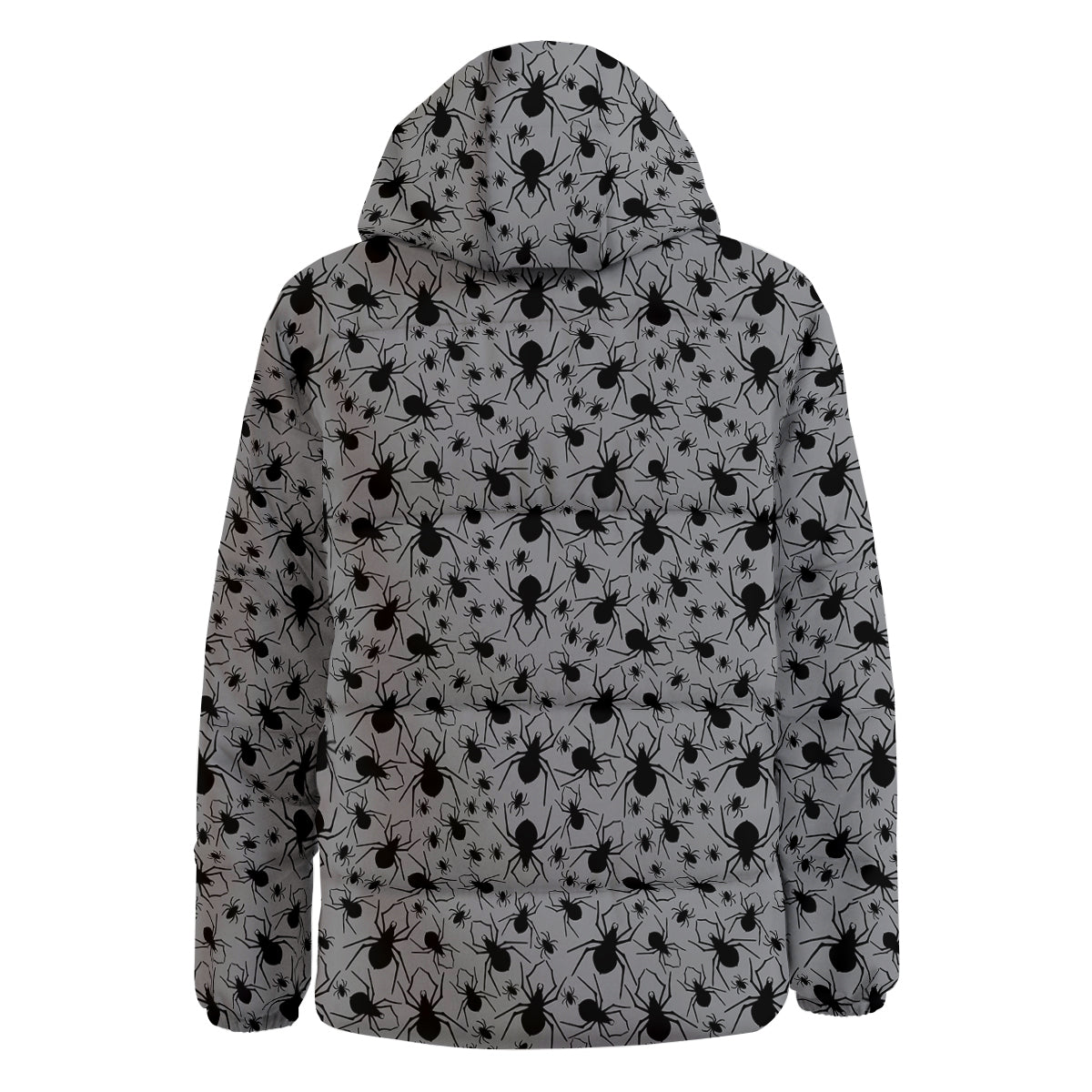 Black Spider And Grey Print Pattern Down Jacket-grizzshop