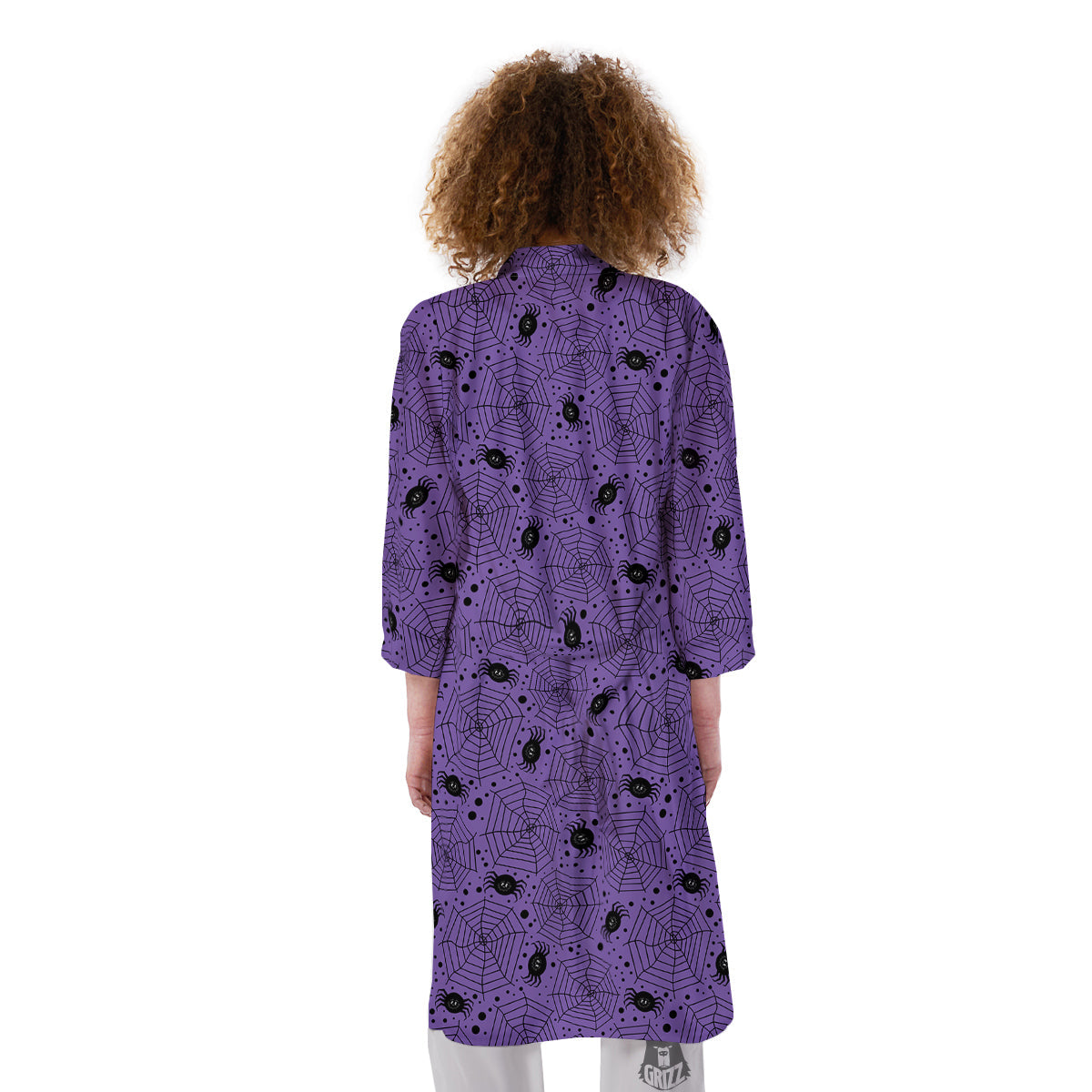 Black Spider And Purple Print Pattern Kimono-grizzshop