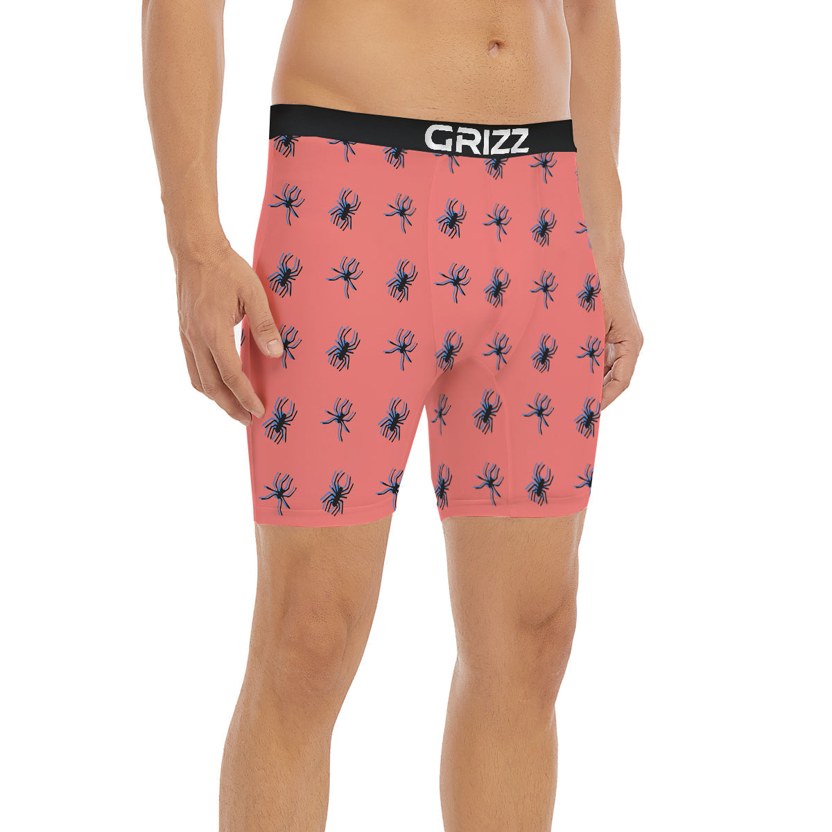 Black Spider Pink Print Pattern Boxer Briefs-grizzshop