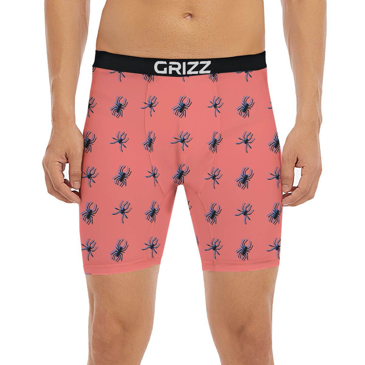 Black Spider Pink Print Pattern Boxer Briefs-grizzshop