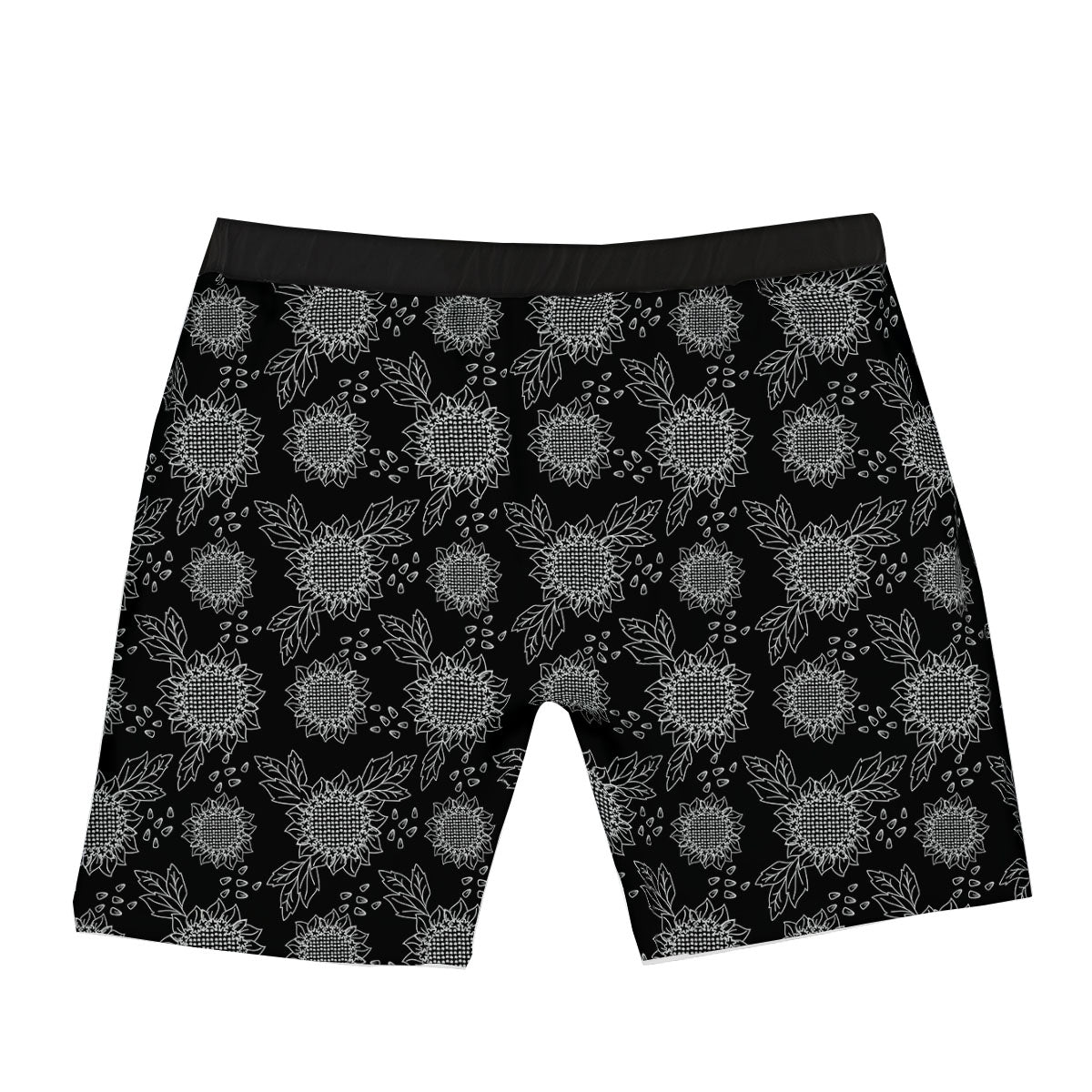 Black Sunflower Print Pattern Boxer Briefs-grizzshop