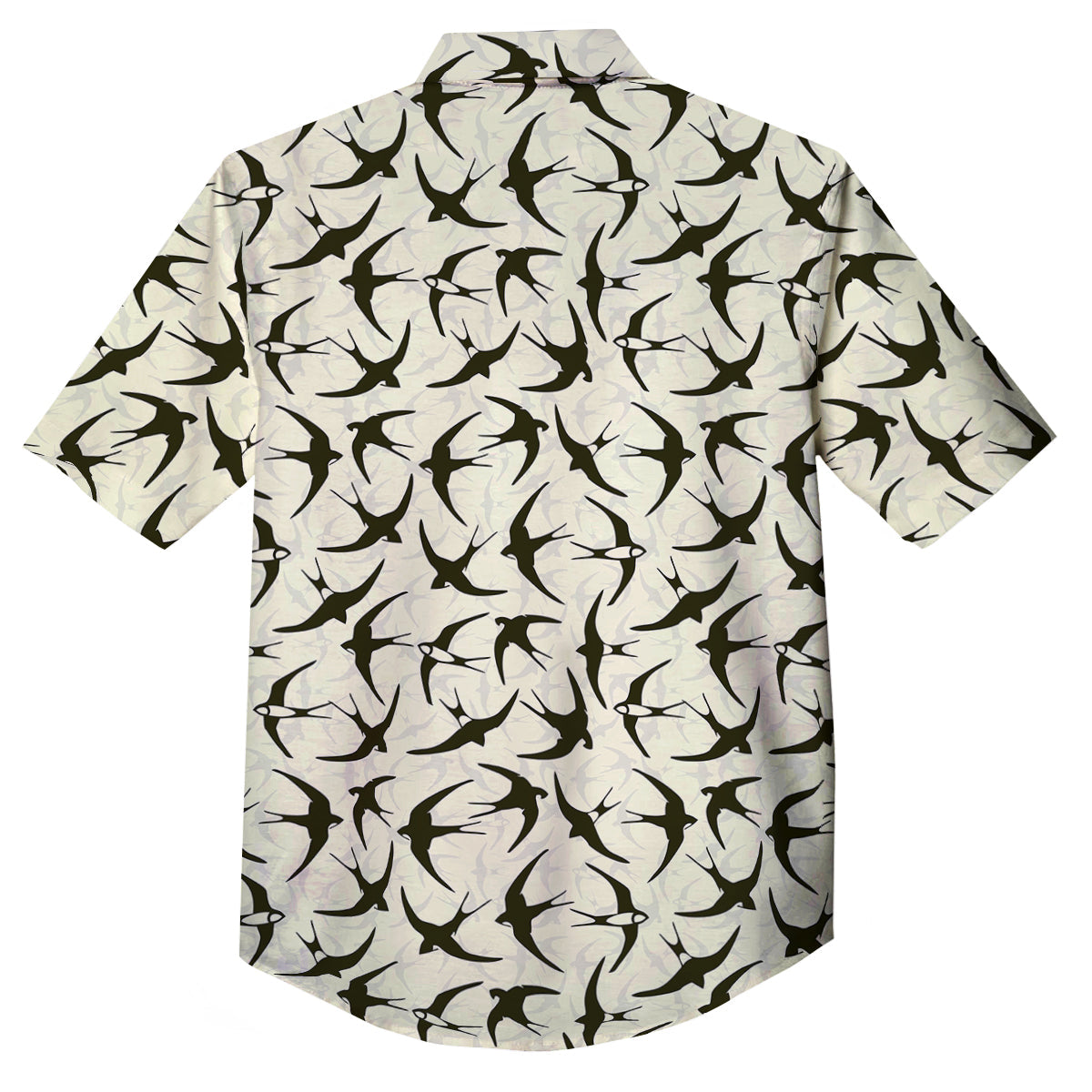 Black Swallow Vintage Print Pattern Button Up Shirt-grizzshop
