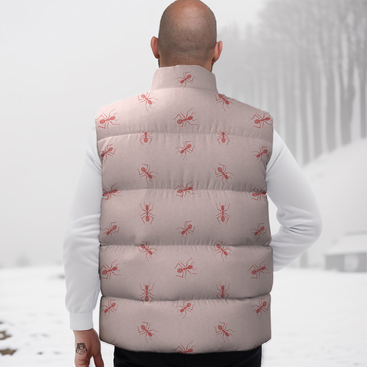 Black Swan Pattern Print Down Vest-grizzshop