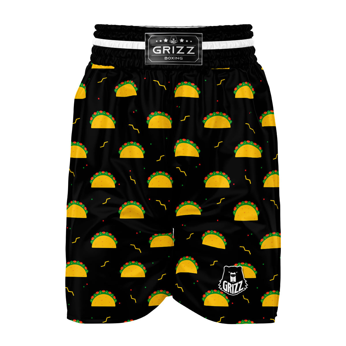 Black Taco Pattern Print Boxing Shorts-grizzshop
