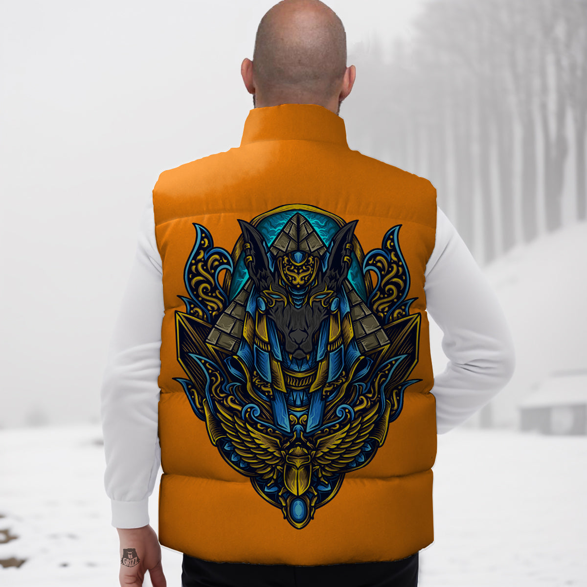 Black Taco Pattern Print Down Vest-grizzshop