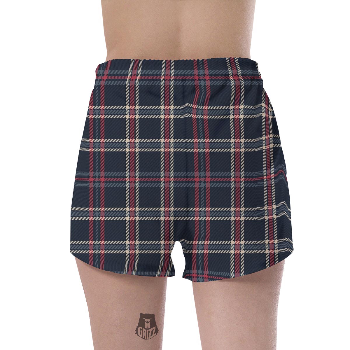Black Tartan Plaid Women's Shorts-grizzshop