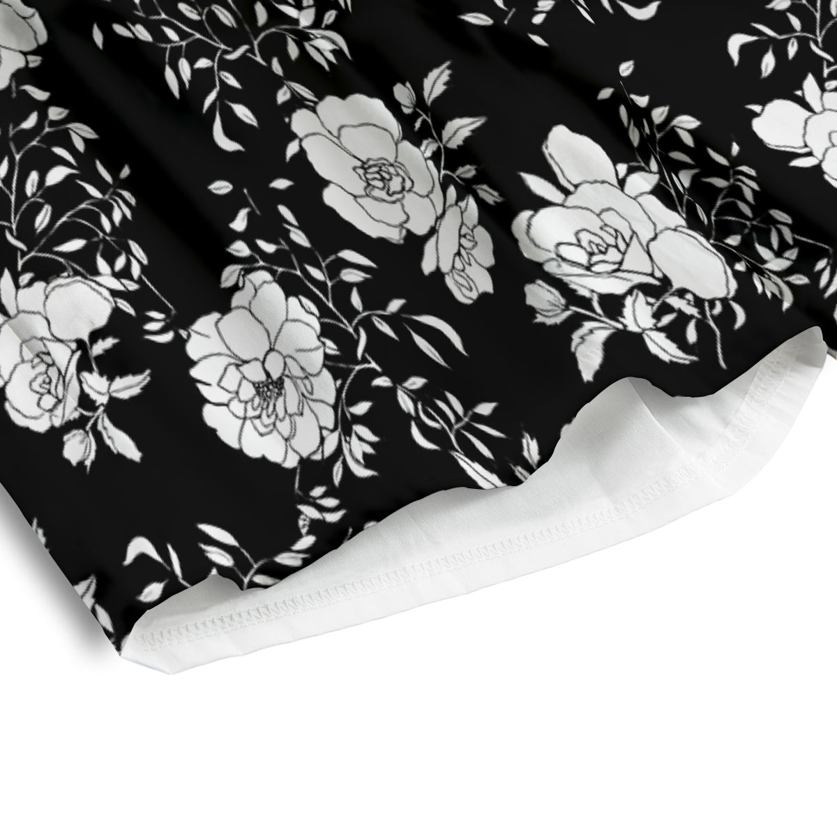 Black Vintage And White Floral Print Pattern Men's Athletic Shorts