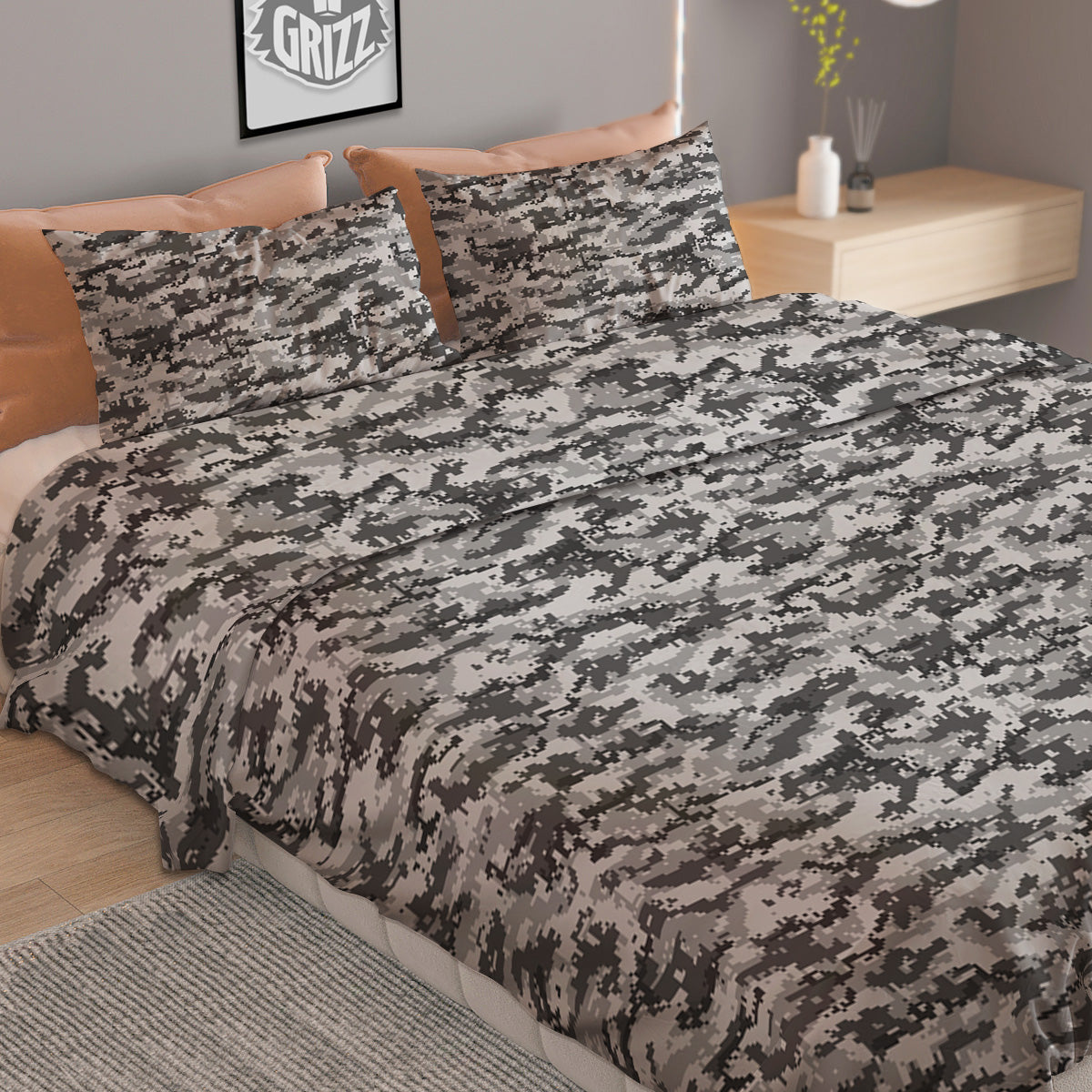 Black Halloween And Orange Argyle Print Duvet Cover Bedding Set