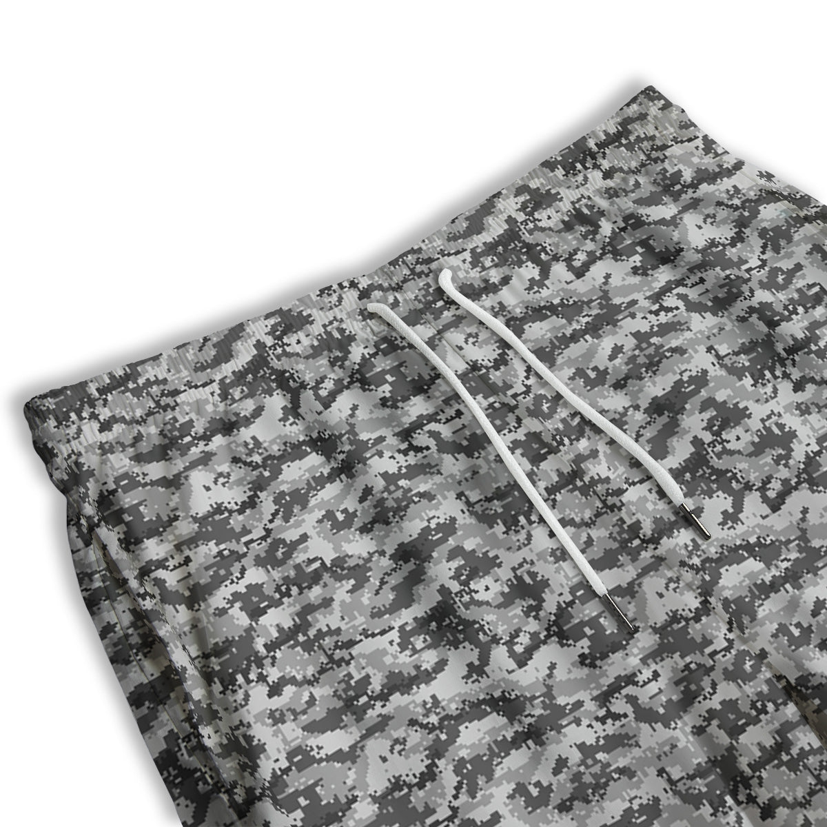 Black White And Grey Digital Camo Print Men's Athletic Shorts