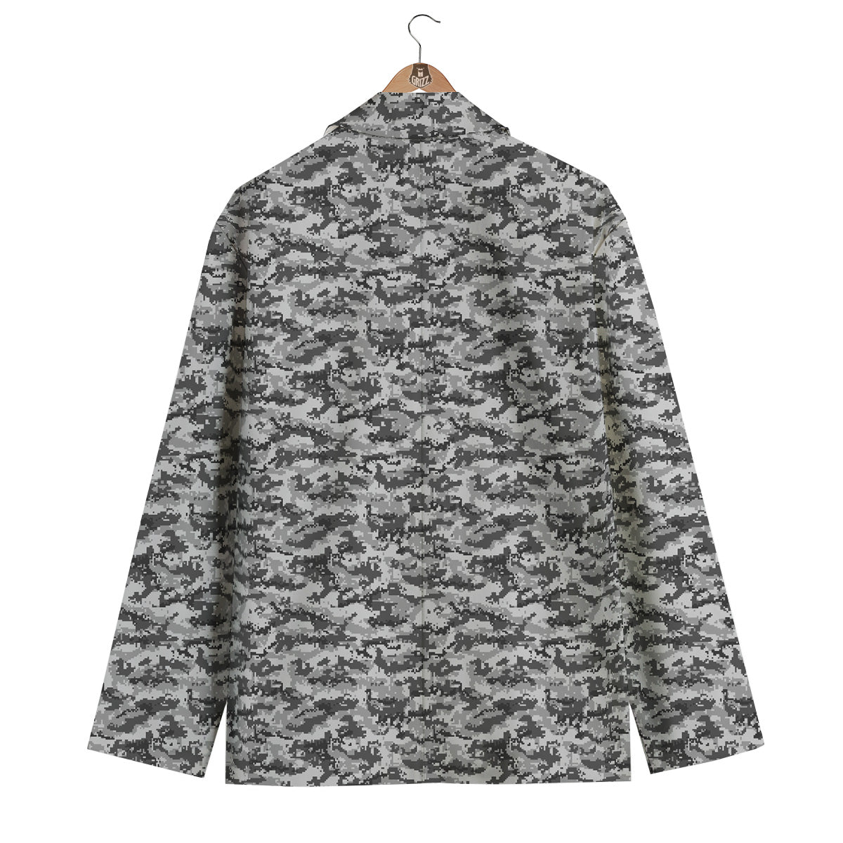 Black White And Grey Digital Camo Print Men's Blazer-grizzshop