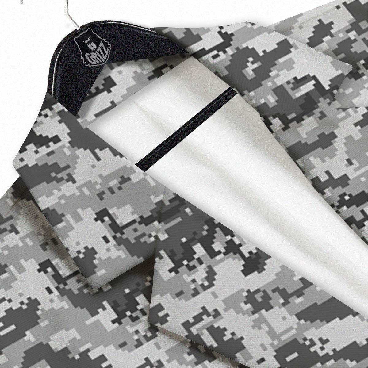 Black White And Grey Digital Camo Print Men's Sport Coat-grizzshop
