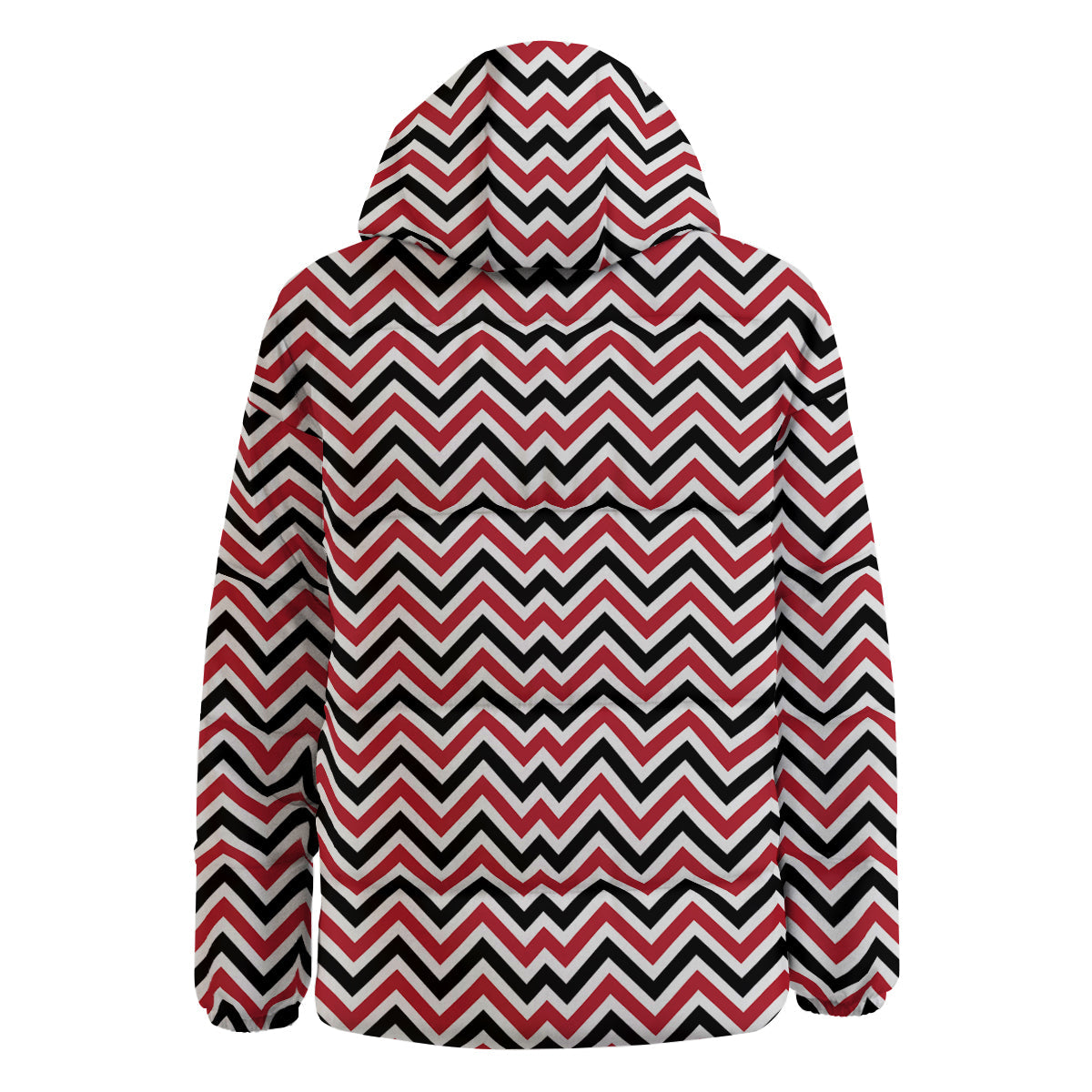 Black White And Red Chevron Print Pattern Down Jacket-grizzshop