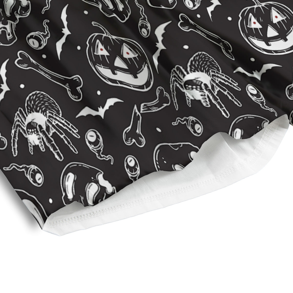 Black White Handdrawn Skull And Spider Print Pattern Men's Athletic Shorts