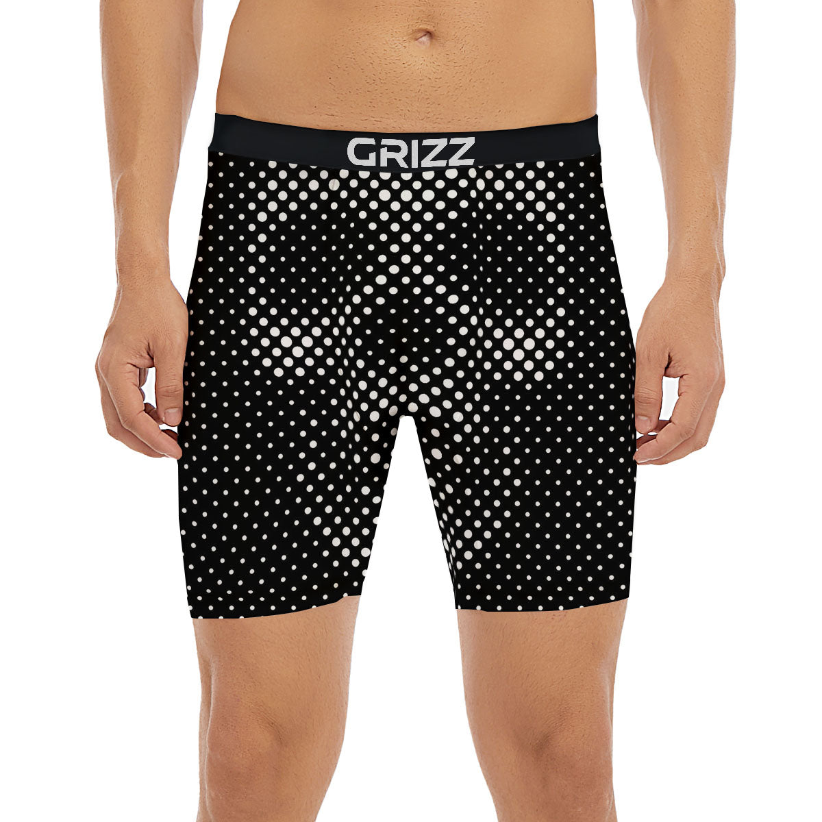 Black White Polka Dots Skull Print Boxer Briefs-grizzshop