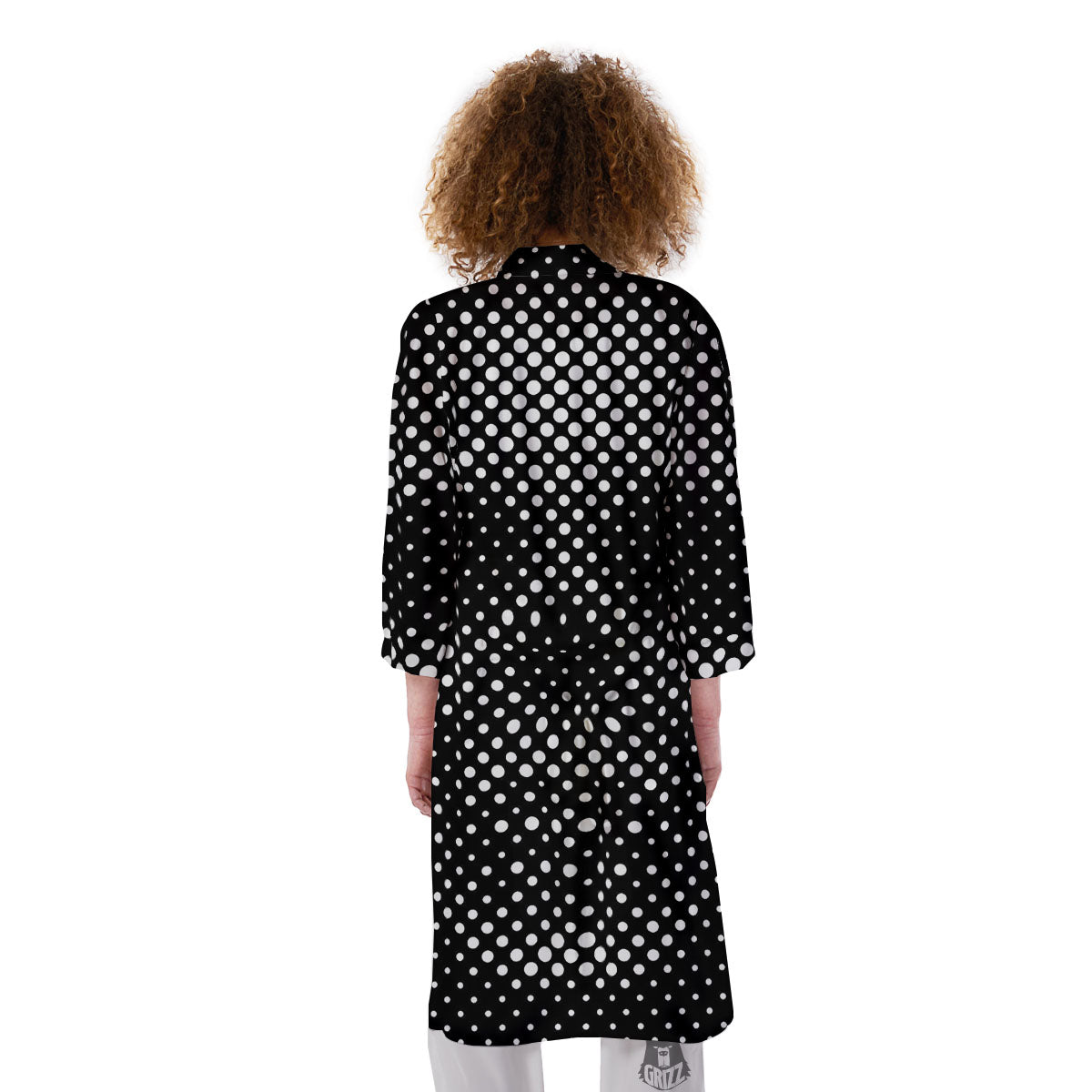 Black White Polka Dots Skull Print Kimono-grizzshop