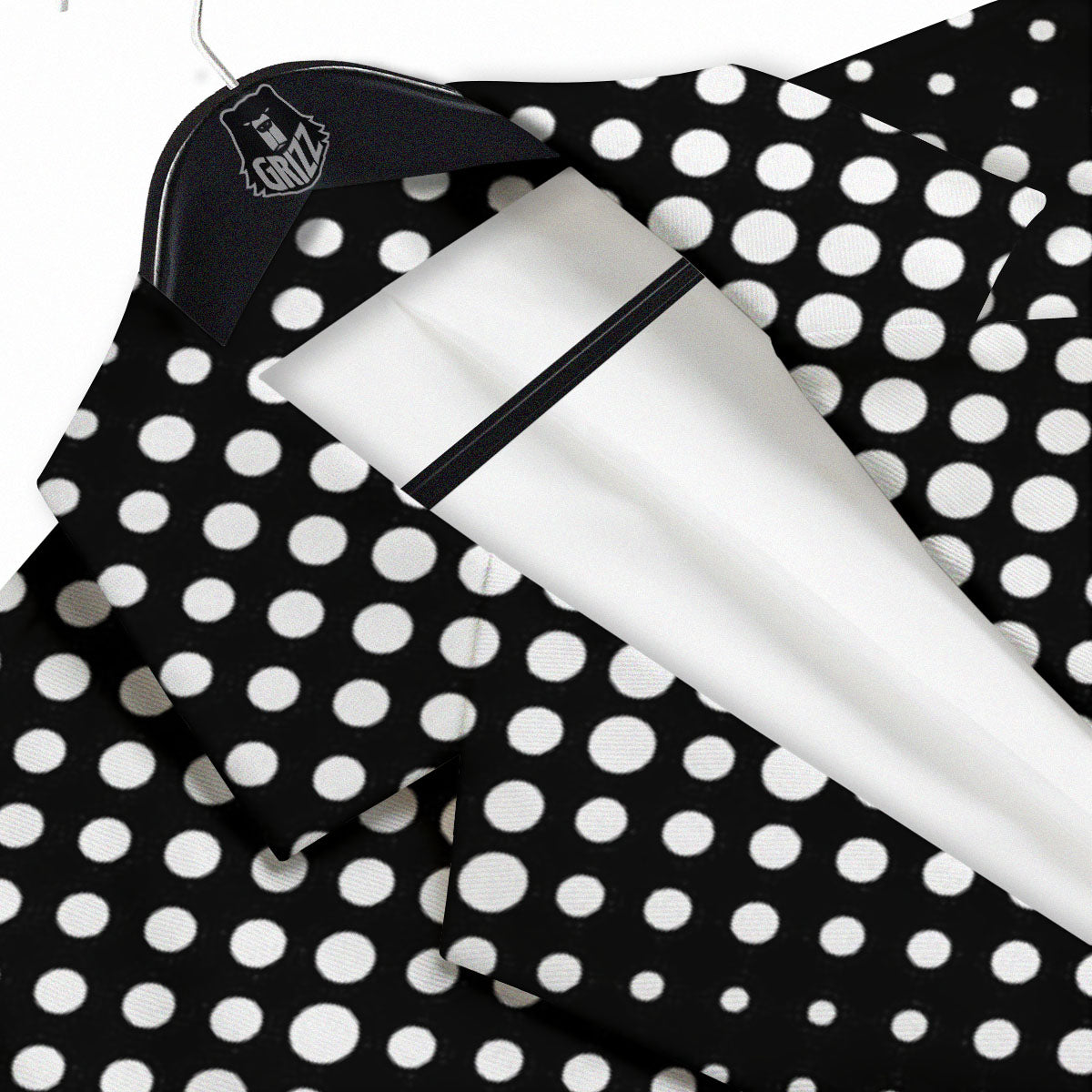 Black White Polka Dots Skull Print Men's Sport Coat-grizzshop