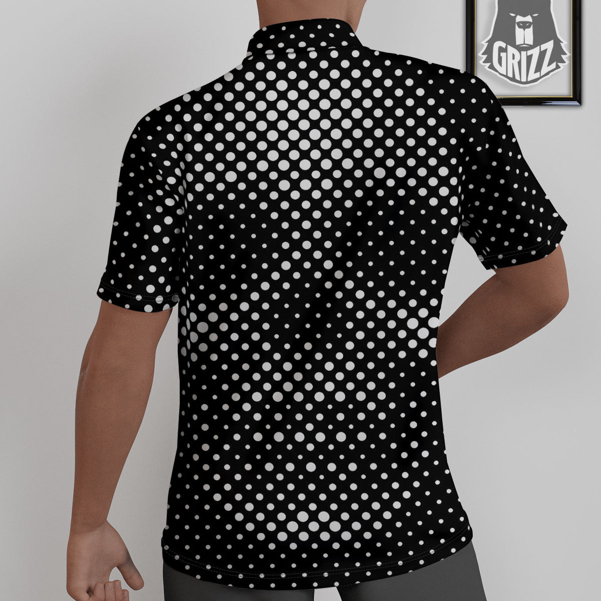 Black White Polka Dots Skull Print Untucked Shirts-grizzshop