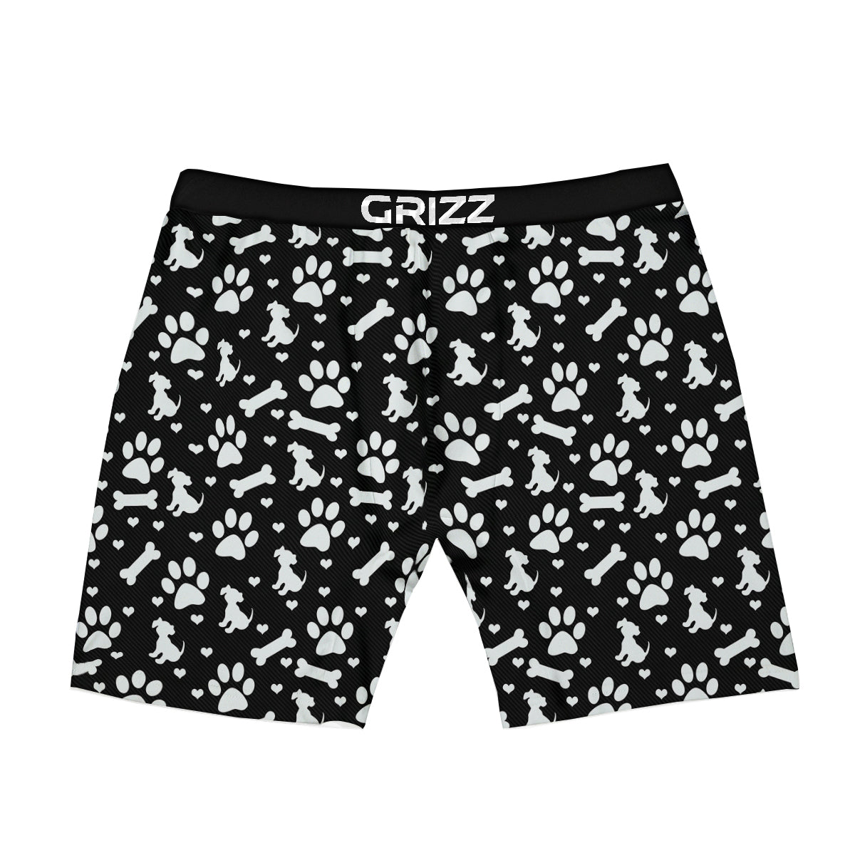 Black and White Dog Paw Print Pattern Boxer Briefs-grizzshop