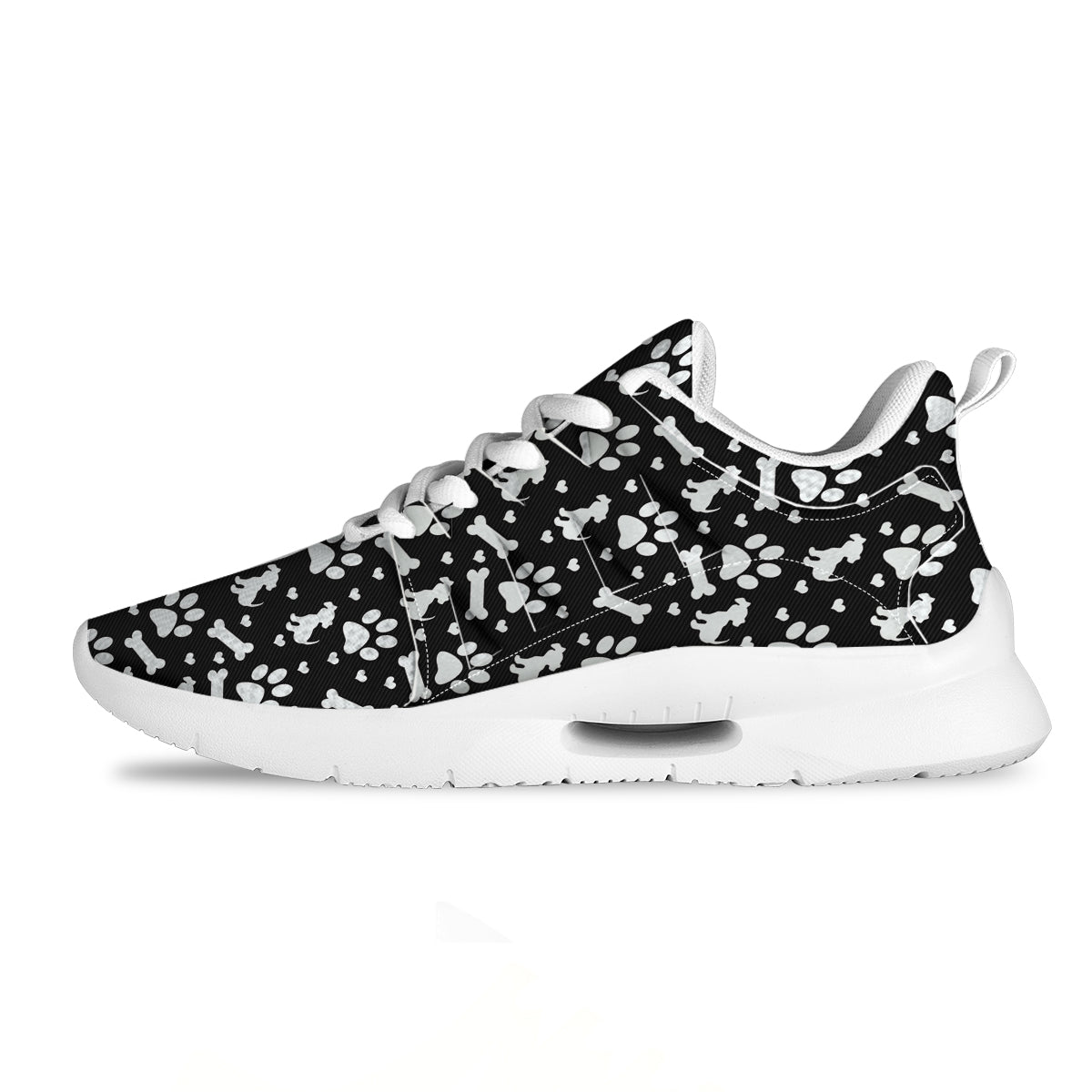 Black and White Dog Paw Print Pattern Tennis Shoes-grizzshop