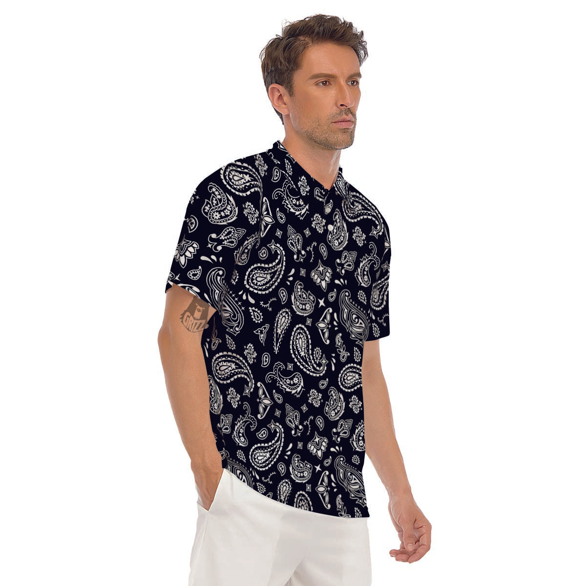 Black Bandana Men's Golf Shirts-grizzshop