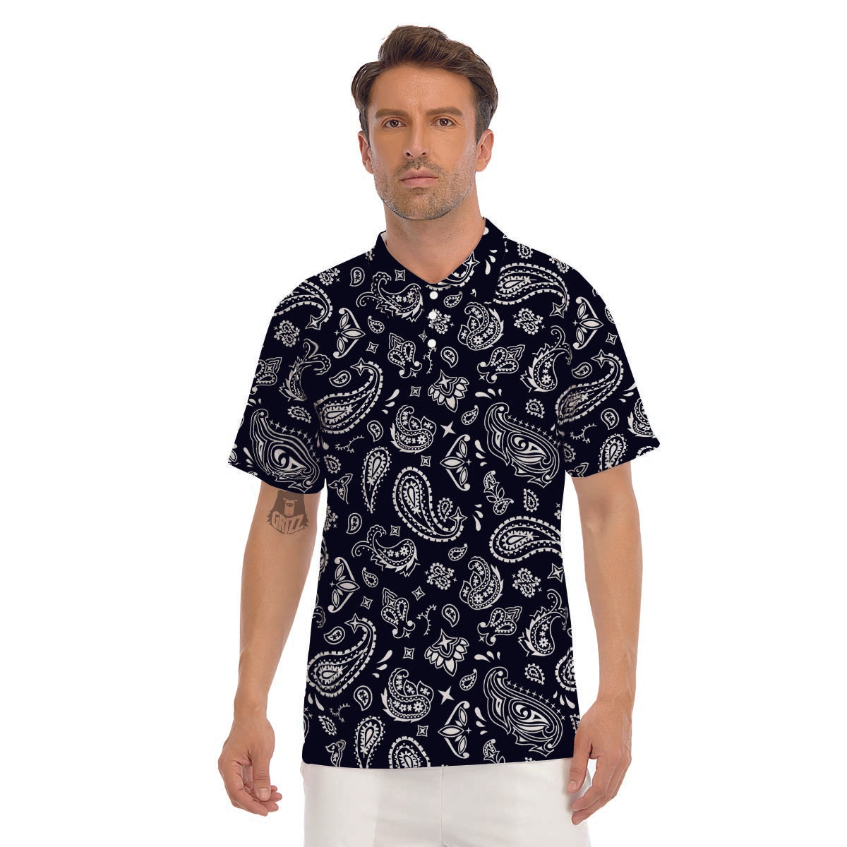 Black Bandana Men's Golf Shirts-grizzshop