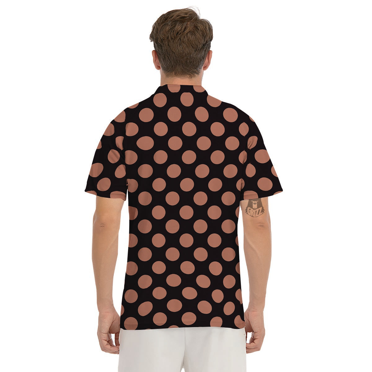 Black Brown Polka Dot Men's Golf Shirts-grizzshop