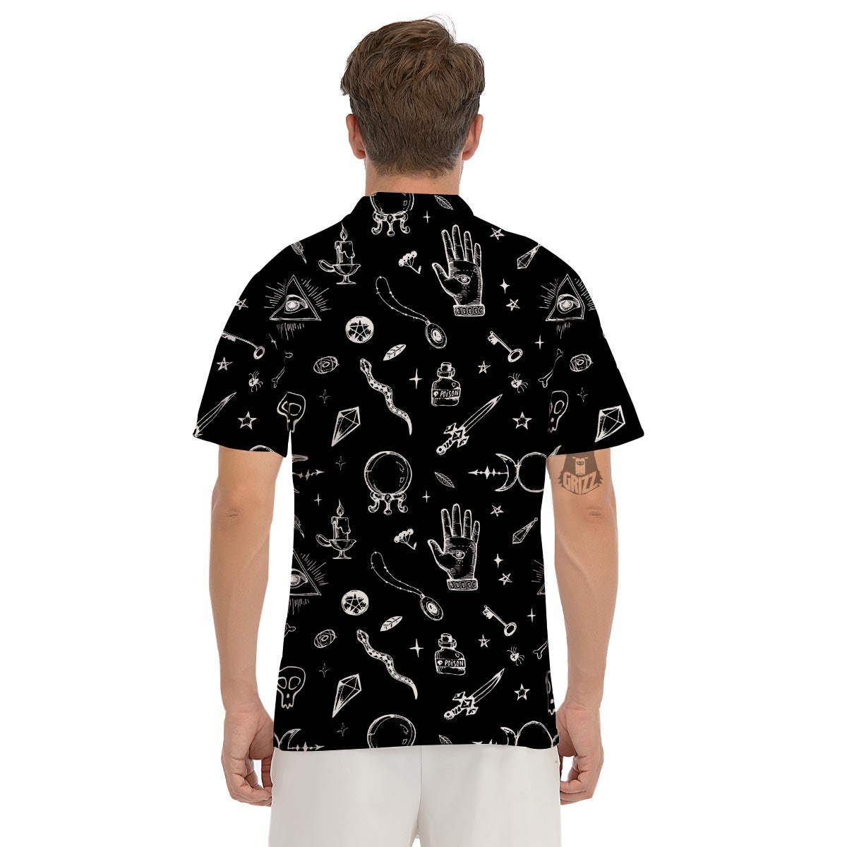 Black Gothic Witch Men's Golf Shirts-grizzshop