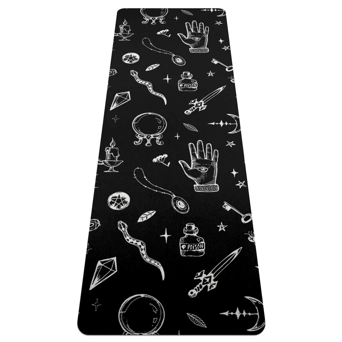 Black Gothic Witch Thin Yoga Mat-grizzshop