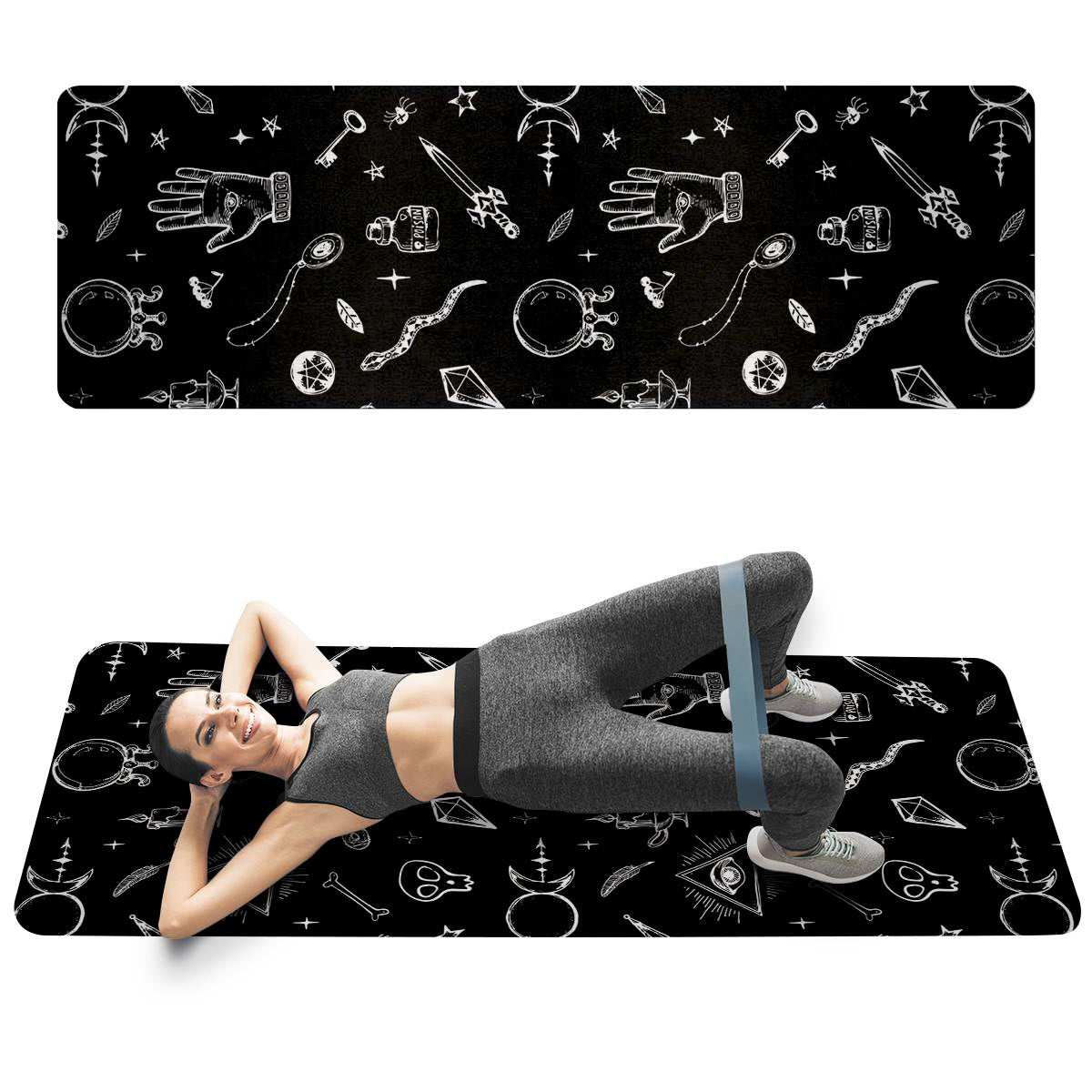 Black Gothic Witch Thin Yoga Mat-grizzshop