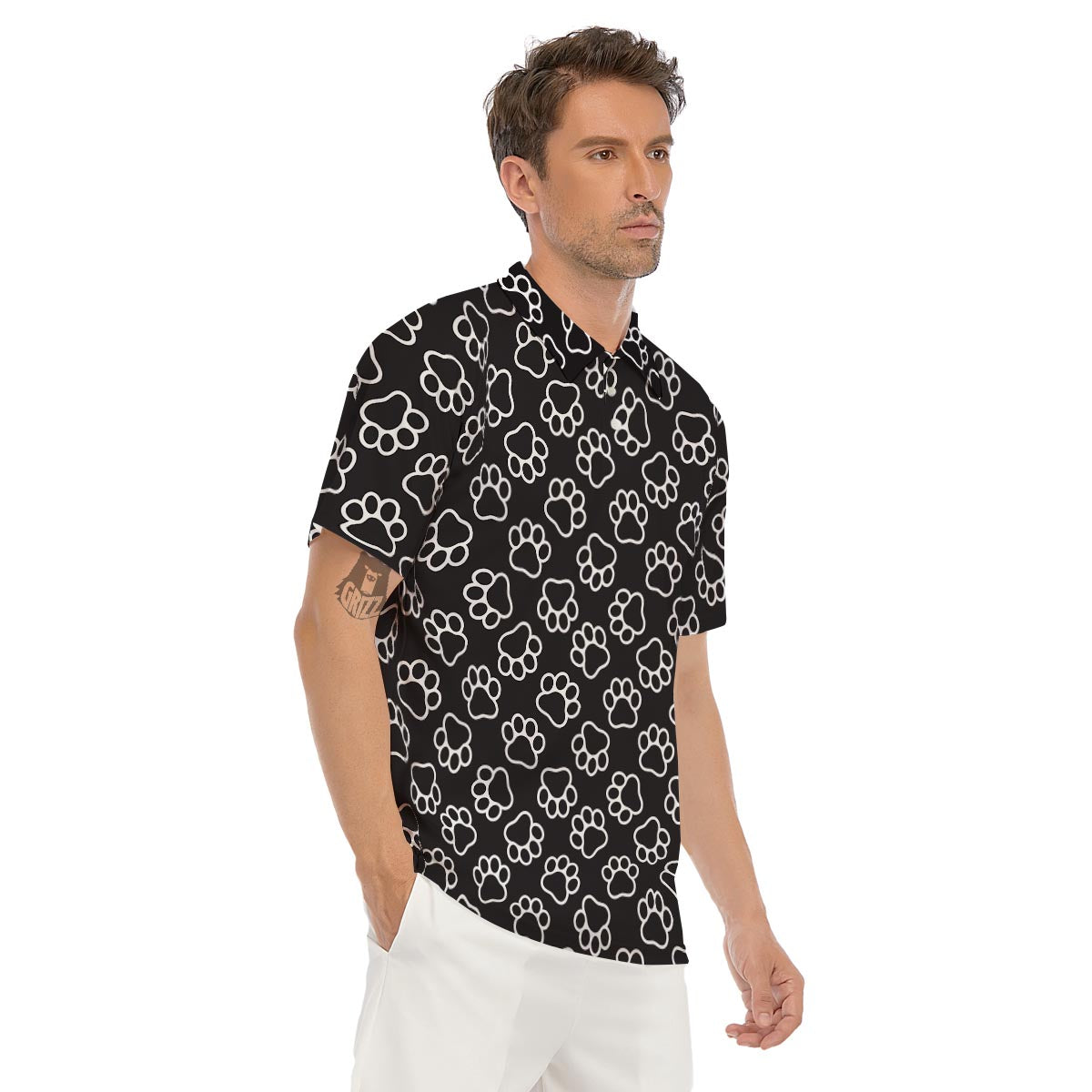 Black Paw Men's Golf Shirts-grizzshop