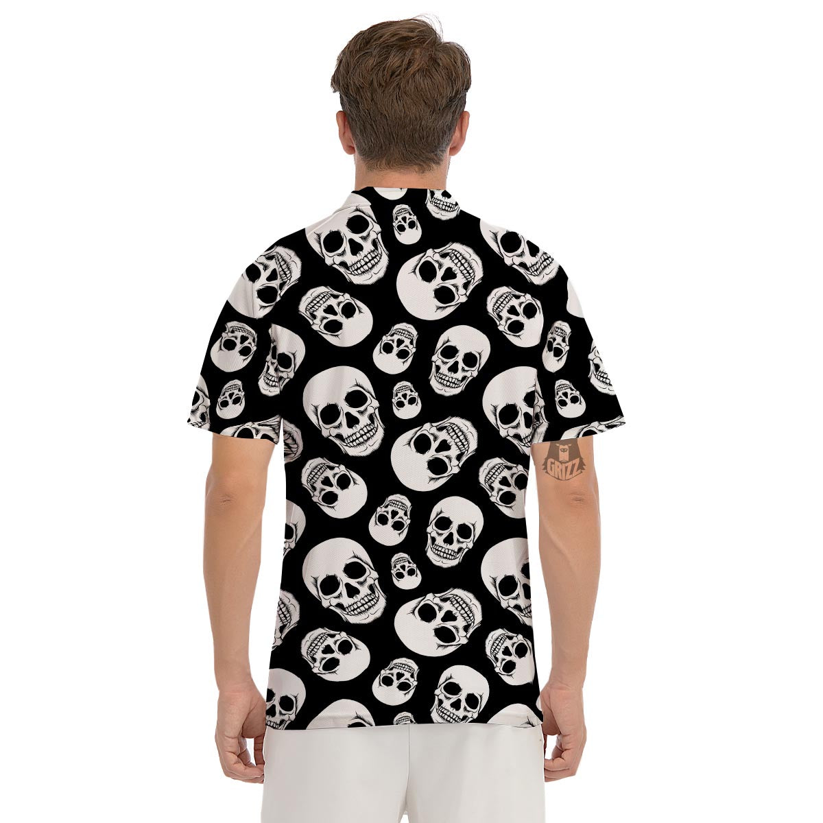 Black Skull Men's Golf Shirts-grizzshop