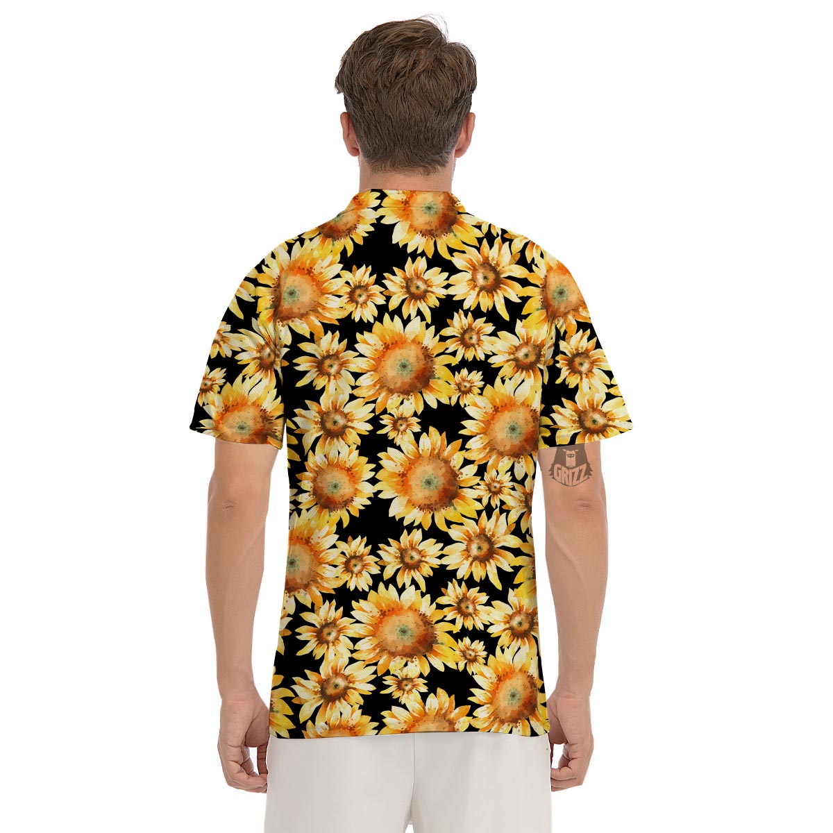 Black Sunflower Men's Golf Shirts-grizzshop