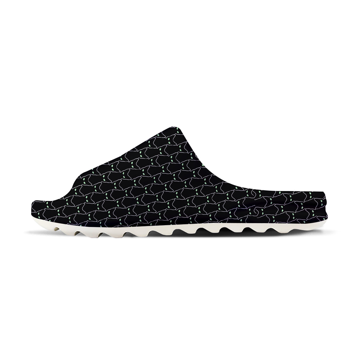 Black Cat Alien Print Pattern Sandals-grizzshop