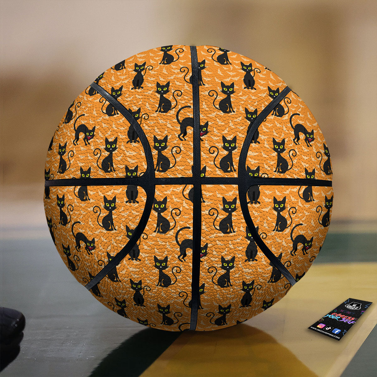Black Orange And Grey Plaid Print Pattern Basketball