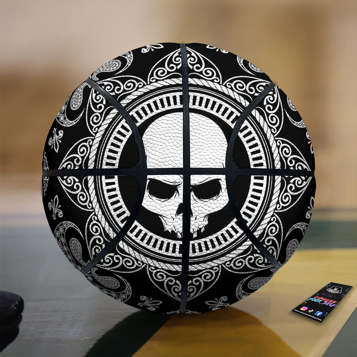 Black Skull Bandana Print Basketball