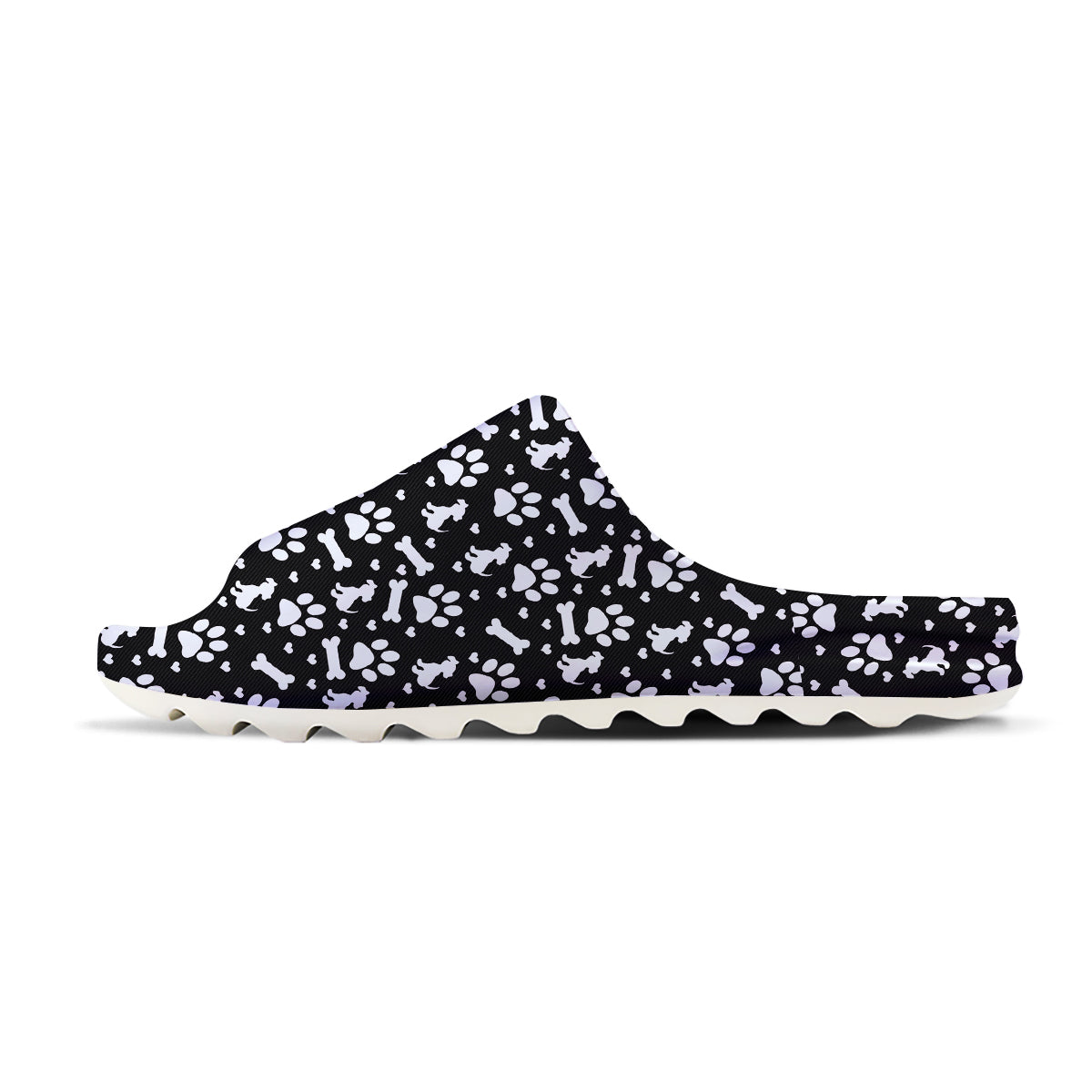 Black and White Dog Paw Print Pattern Sandals-grizzshop
