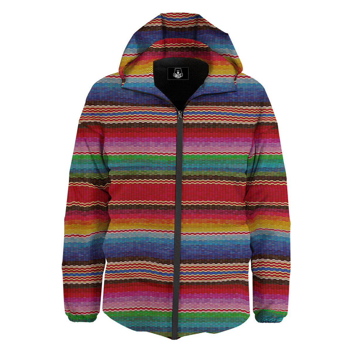 Blanket Mexican Colorful Print Pattern Down Jacket-grizzshop