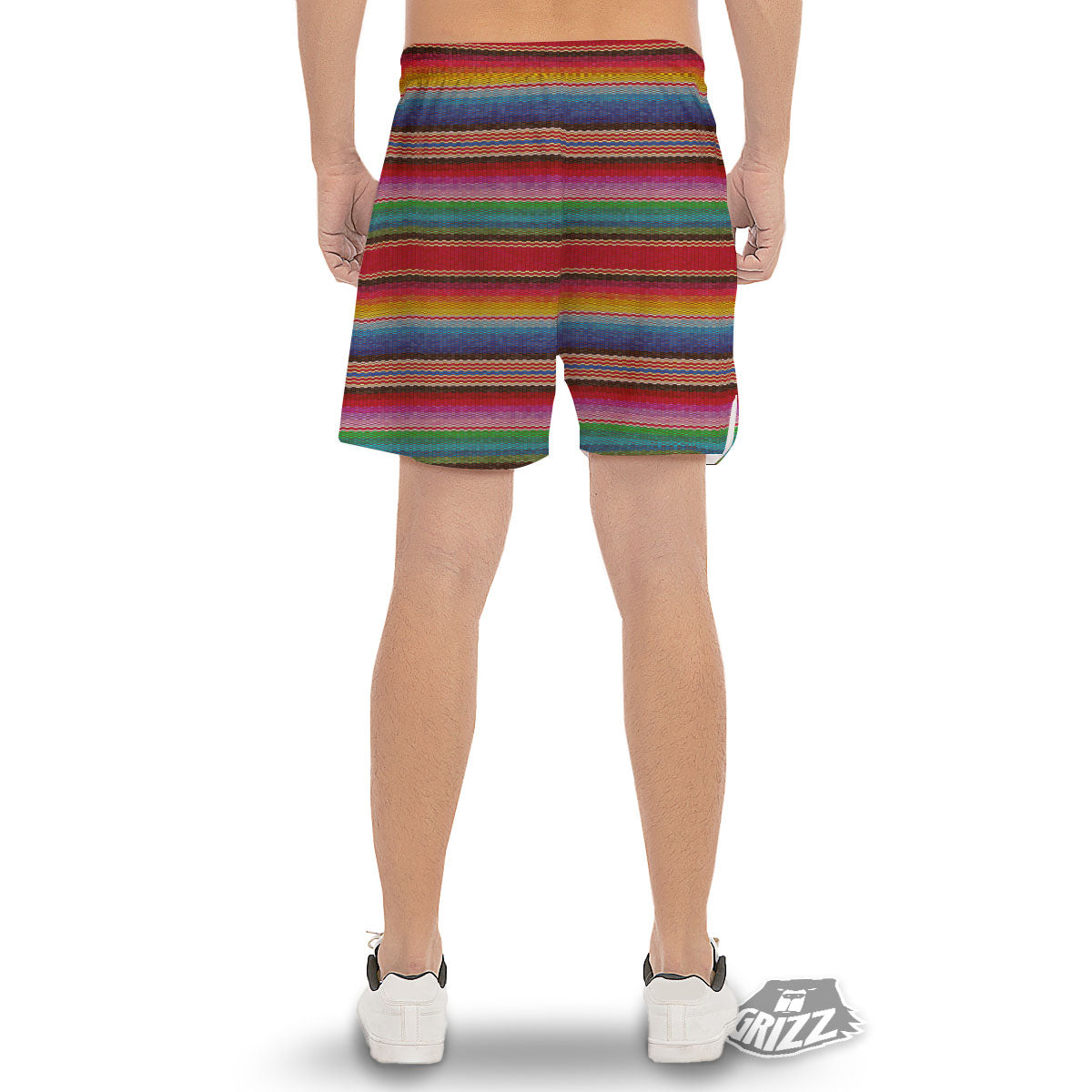 Blanket Mexican Colorful Print Pattern Men's Gym Shorts-grizzshop