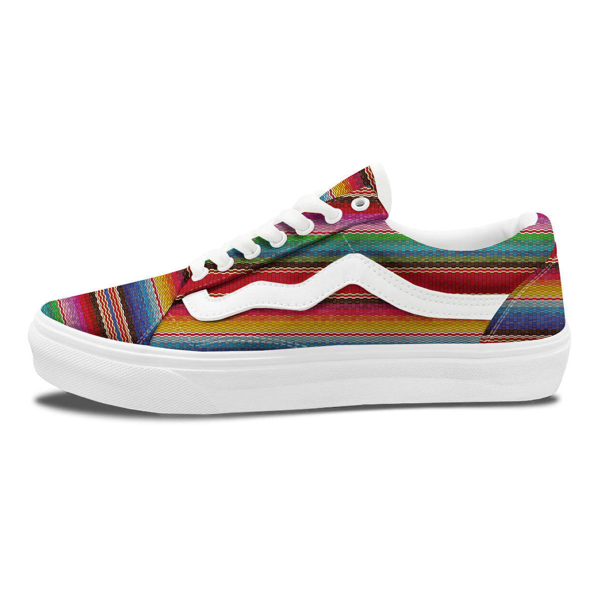 Blanket Mexican Colorful Print Pattern Skate Shoes-grizzshop