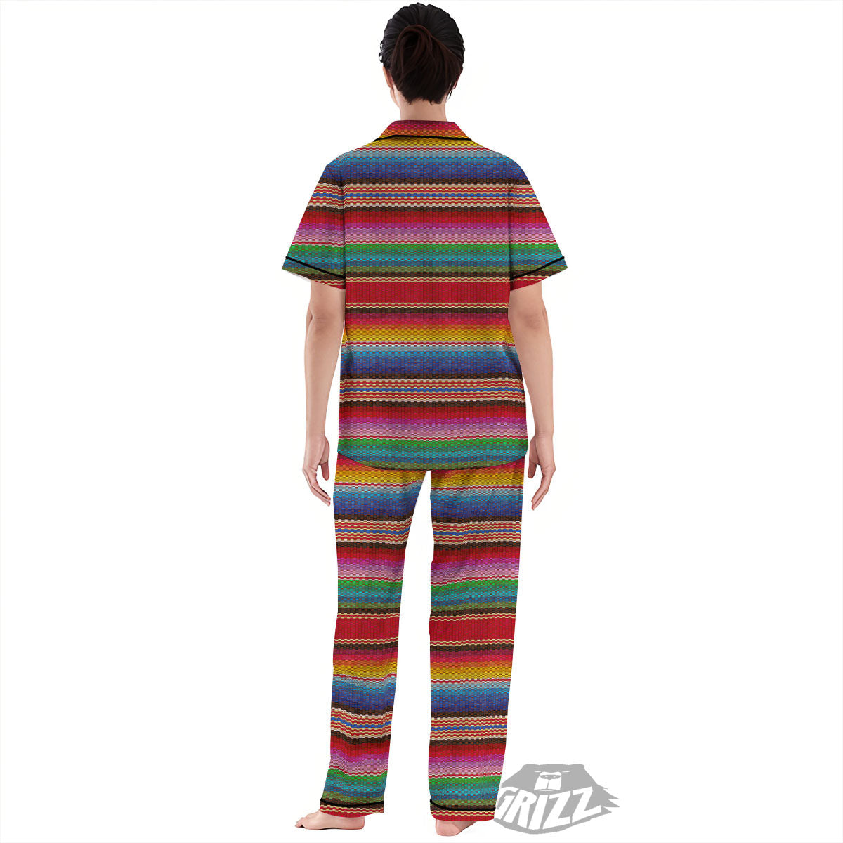 Blanket Mexican Colorful Print Pattern Women's Pajamas Set-grizzshop