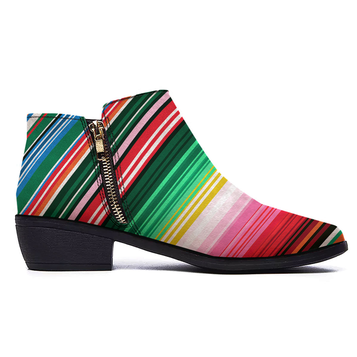 Blanket Mexican Serape Print Pattern Ankle Boots-grizzshop