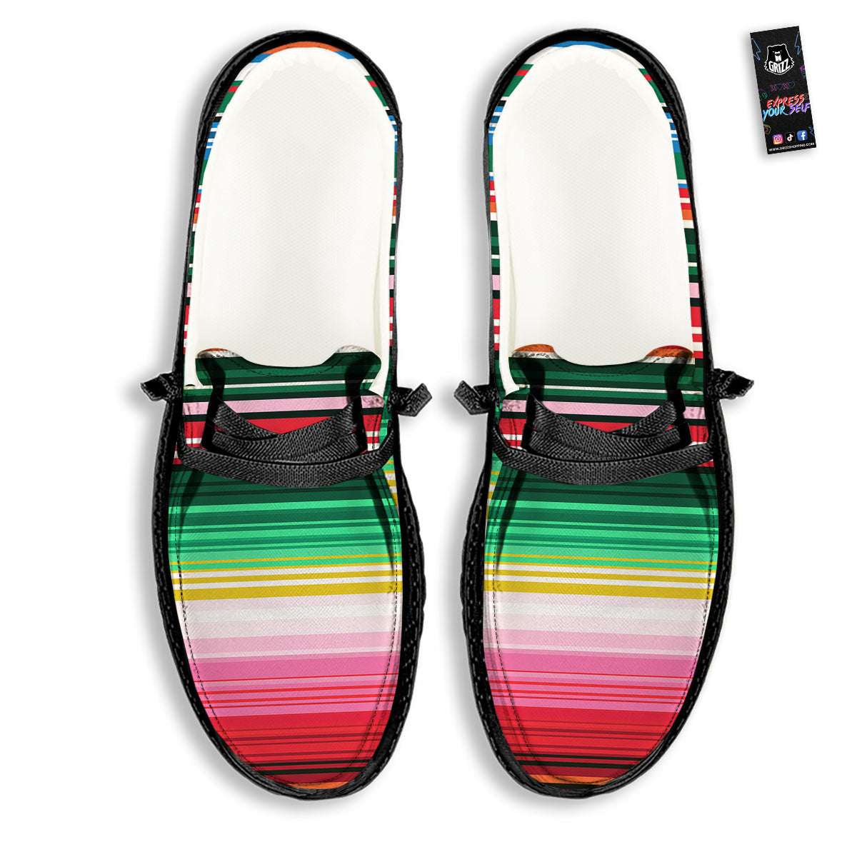 Blanket Mexican Serape Print Pattern Black Loafers-grizzshop