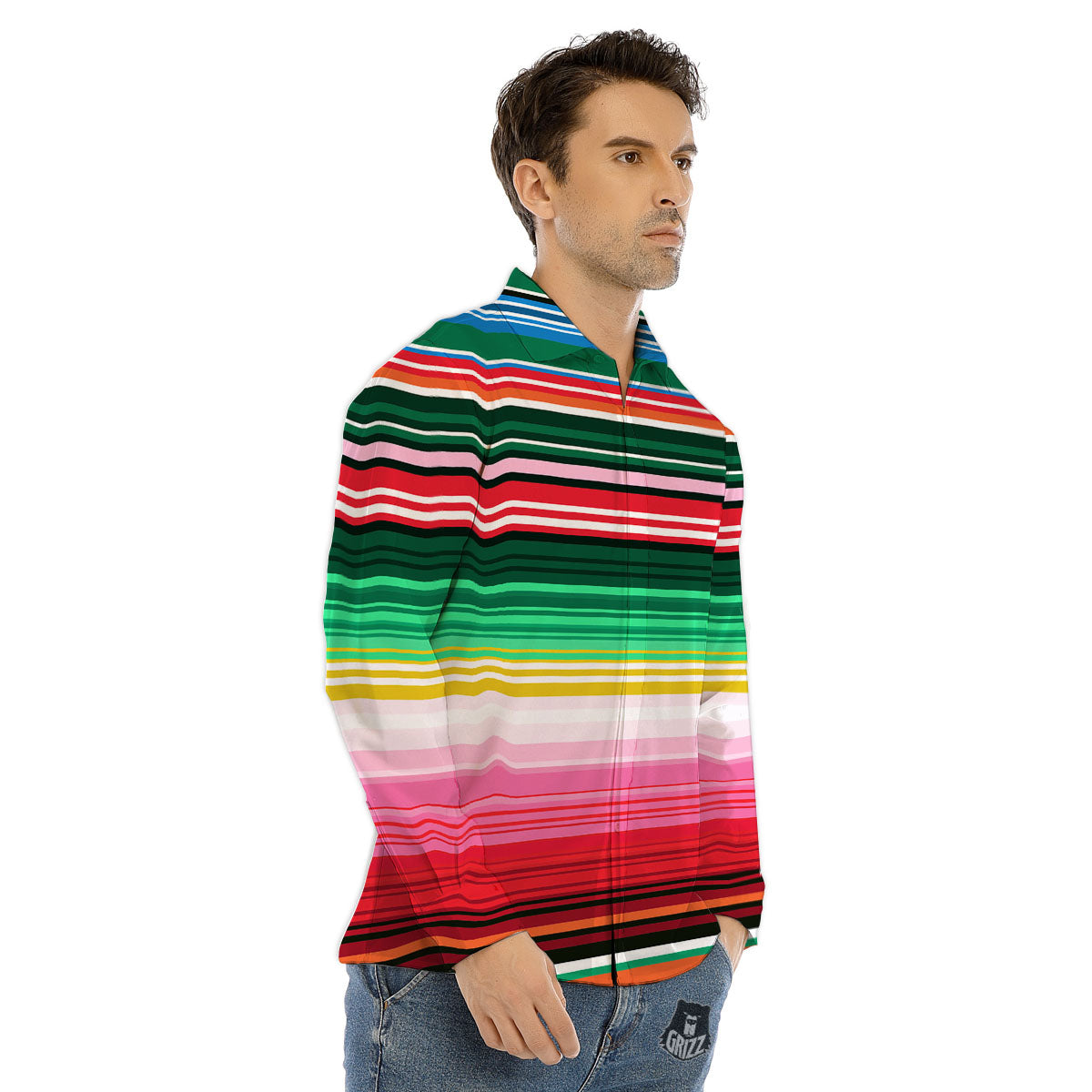 Blanket Mexican Serape Print Pattern Men's Dress Shirts-grizzshop